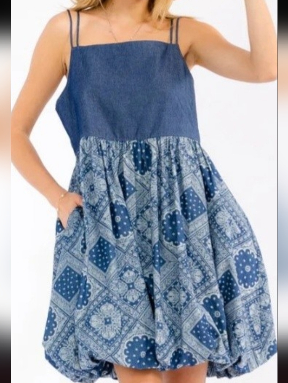 ADORA Blue Bandana-Print Mini Sundress